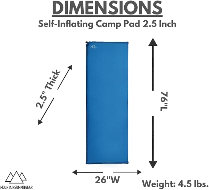 Self-Inflating Camp Pad - 2.5 Inches Thick (Air Mattress Camping Accessory Made by Caddis Sports)