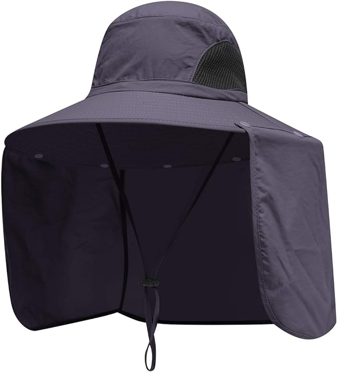 Sun Blocker Hats Outdoor Sun Protection Fishing Cap with Neck Flap Large Brim Outdoor Hat