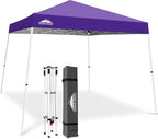 EAGLE PEAK 10x10 Slant Leg Pop-up Canopy Tent Easy One Person Setup Instant Outdoor Beach Canopy Folding Portable Sports Shelter 10x10 Base 8x8 Top (Purple)
