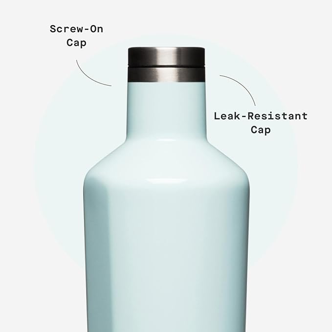Corkcicle Classic Canteen Insulated Water Bottle - Stainless Steel Reusable Tumbler - Triple Insulated - Keeps Drinks Cold 25 Hours or Hot 12 Hours - Cupholder Friendly - Gloss Powder Blue - 25 oz