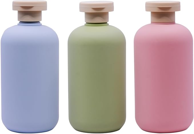 3-Pack Leakproof Travel Bottles - 10 oz Squeeze Shampoo & Lotion Containers with Locking Flip Caps, Food Grade HDPE/PP, for Toiletries, Gym, Camping (Green, Blue, Pink)
