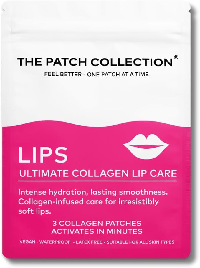 The Patch Collection® – Lips Ultimate Collagen Lip Care Patch | Hyaluronic Acid, Collagen, Strawberry Extract, Irish Moss (Pack of 3)