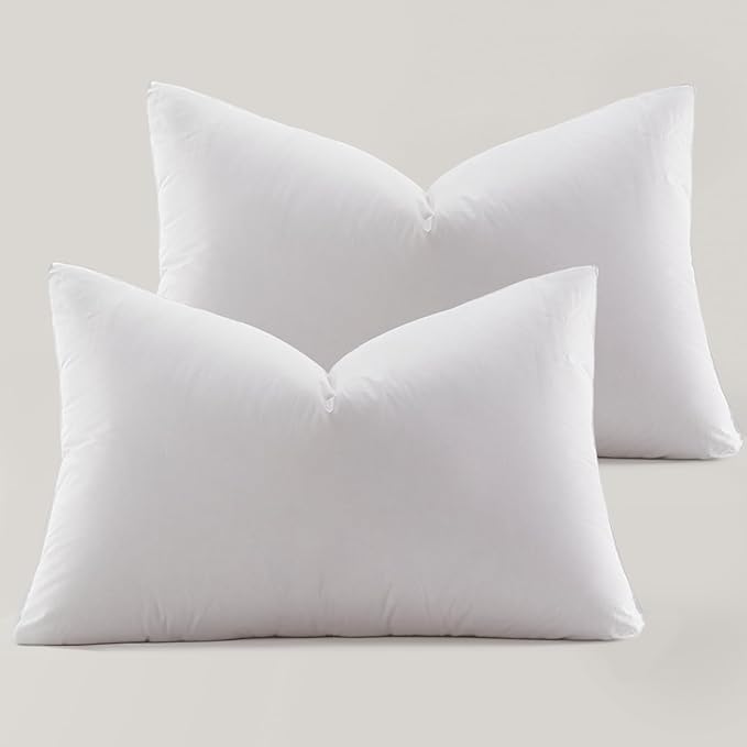 Globon Ultra Soft Down Pillow Standard Size Set of 2, All Down Filled Bed Pillow for Sleeping, 100% Cotton Shell 500 Thread Count, Soft Hotel Collection Down Feather Pillow 20" x 26"