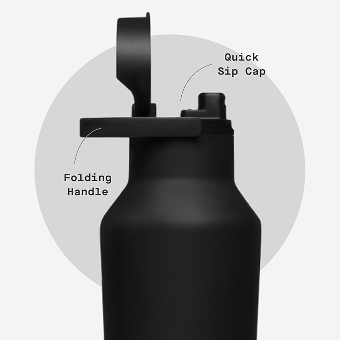 Corkcicle Sport Canteen - Keeps Drinks Cold 25 Hours - Stainless Steel Water Bottle - Triple-Insulated - Spill-Proof - Summer Drinkware Gift - Keeps Drinks Ice Cold - 20 oz - Matte Black