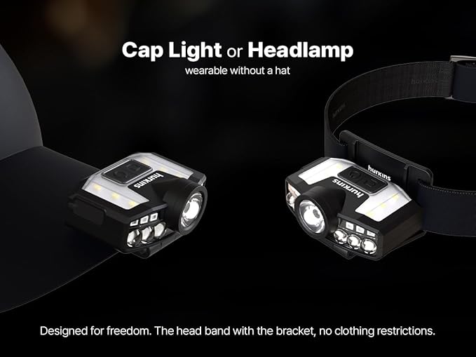 Orcap 2025 Edition – 120° Wide Beam Headlamp & Cap Light, 1000 Lumens, 4 Light Modes (White & Red), USB-C Rechargeable, IPX5 Waterproof, Lightweight LED for Camping, Work, Running