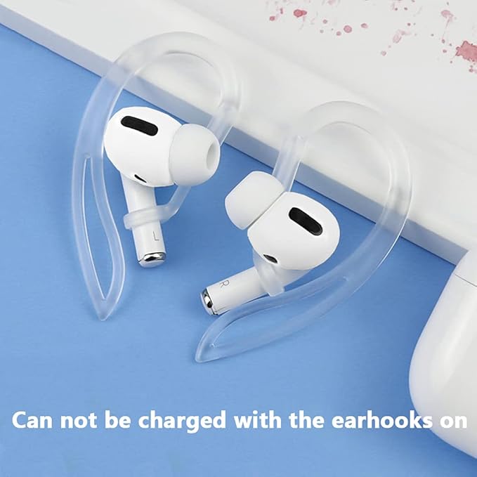 2 Pairs Ear Hook Compatible with AirPods Pro 3 2 1 Gen, YINVA Multi-Dimensional Adjustable Ear Holder (White+Transparent)