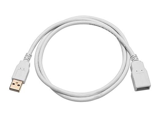 Monoprice 3-Feet USB 2.0 A Male to A Female Extension 28/24AWG Cable (Gold Plated), White (108605)