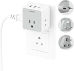 TESSAN European UK India Travel Plug Adapter Kit, International Detachable with 3 Outlet 3 USB(1 USB C), Type C/G/D EU Power Adaptor, US to Europe Italy Spain France Ireland Dubai Maldives
