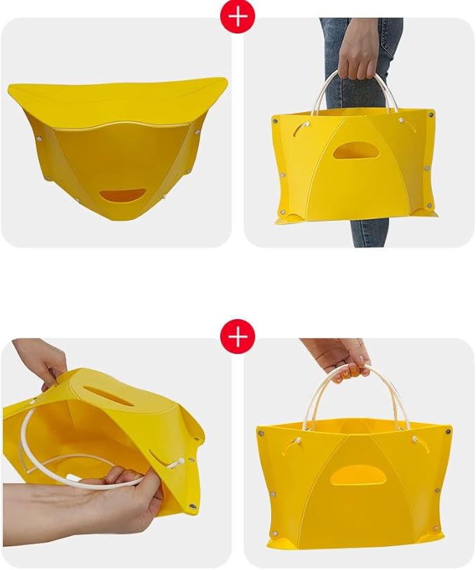 Folding Portable Camping Hiking Stool with Handbag Function - Lightweight Collapsable Travel Chairs for BBQ, Library & Backpacking - Outdoor Ultralight Mini Step Stool Foldable(Yellow Large)