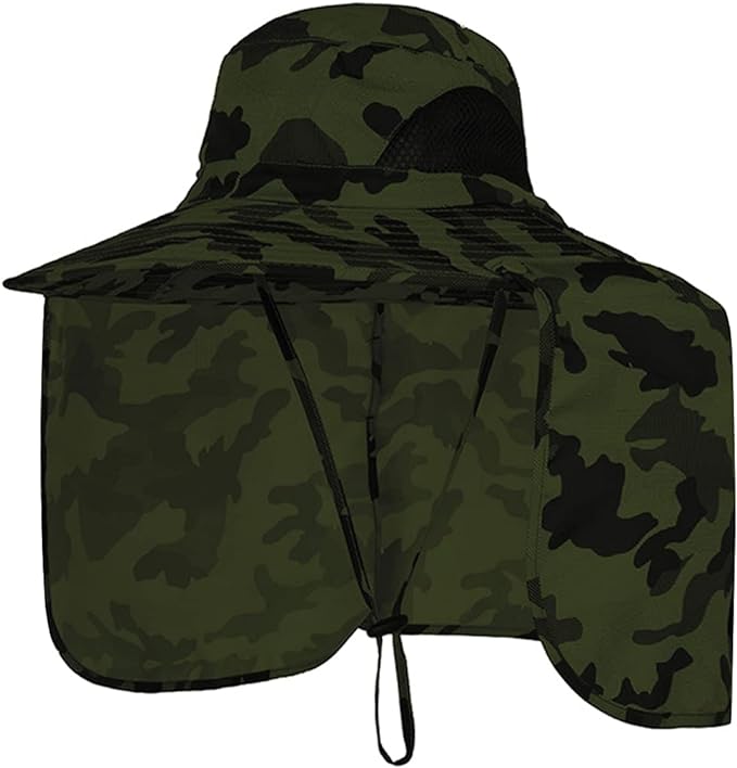 Sun Blocker Hats Outdoor Sun Protection Fishing Cap with Neck Flap Large Brim Outdoor Hat