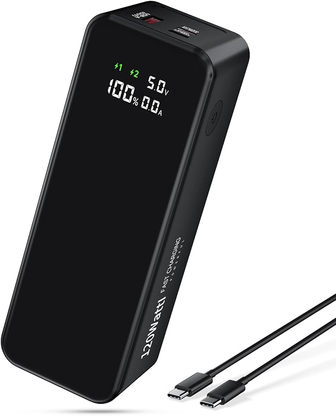 27000mah Power Bank, High Capacity 3-Port Laptop Portable Charger, 120 W Fast Charging, Smart Display for Outdoor Work, Compatible with iPhone 16/15/14 Series, Vision Pro, Samsung, MacBook and more.
