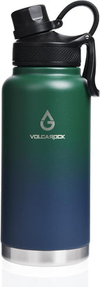 Wide Mouth Water Bottle with Straw Lid Dustproof, 24/32/40/64 Oz Hydro Vacuum Insulated Flask, Dishwasher Safe Stainless Steel Water bottle, Keep Cold 24 Hour/Hot 12 Hour-32 Oz Night Blue