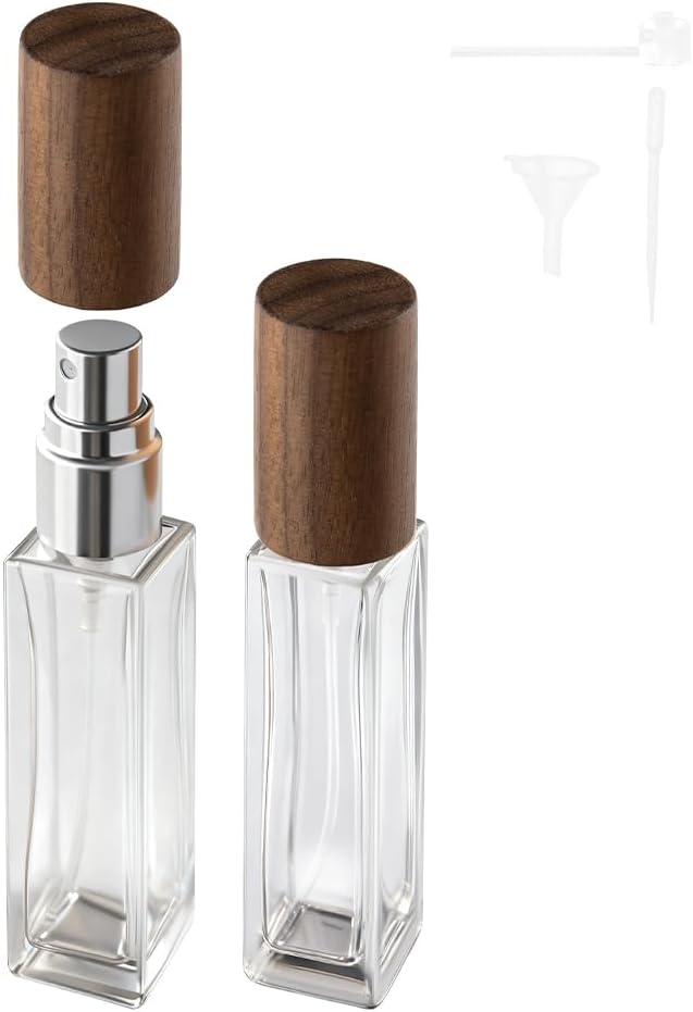 Perfume Atomizer, Glass Perfume Container,Travel Bottle Refillable, Empty Portable Leakproof Frangrance Spray Bottle (2pcs 10ml/0.3oz)