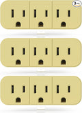ELEGRP 2 to 3 Prong Grounded Triple Outlet Extender, 2-Prong to 3-Prong Adapter Converters for Wall Outlets, Portable Polarized Wall Plug Splitter with 3 AC Outlets, ETL Listed, 3 Packs, Ivory