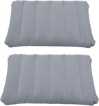 2 Pack Gray Ultralight Inflatable Camping Pillow Small Squared Flocked Fabric Air Pillow for Hiking, Camping, Traveling, Napping, Desk Rest, Neck & Lumbar Support