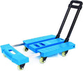 Heavy Duty Folding Hand Truck - 330 Lbs Capacity 6-Wheel Flatbed Trolley with Extendable, Portable Utility Cart for Home, Office, Travel & Shopping Blu 3inch
