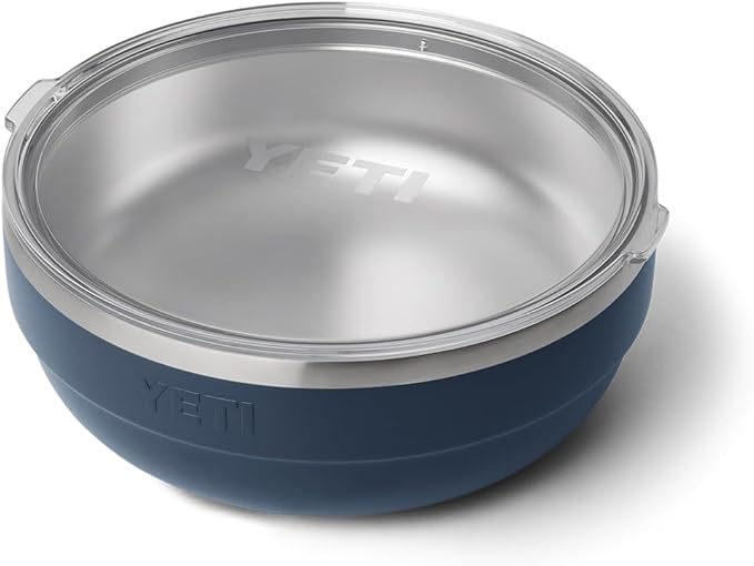 YETI Rambler Low Bowl, Vacuum Insulated, Stackable and Nestable Stainless Steel Bowl with Lid, 3.6 Quart, Navy