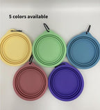 Collapsible Travel Pet Bowl with Carabiner for Dogs and Cats, Portable Silicone Pet Bowl for Waking, Hiking and Traveling (Yellow)