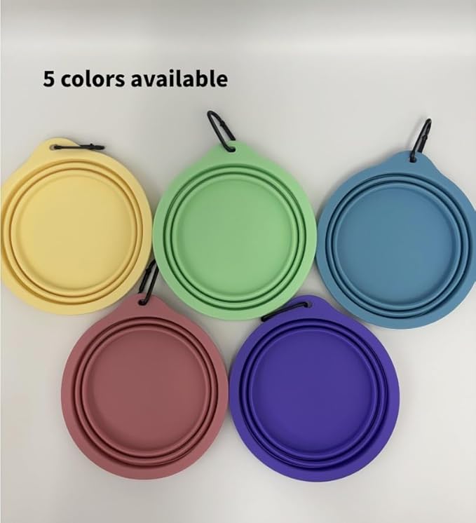 Collapsible Travel Pet Bowl with Carabiner for Dogs and Cats, Portable Silicone Pet Bowl for Waking, Hiking and Traveling (Red)