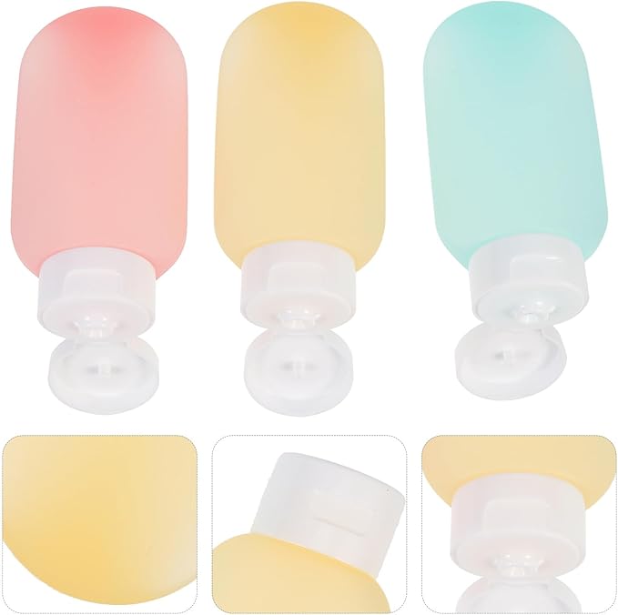 KICHOUSE Squeezable Abs Travel Storage Bottles 3pcs 60ml Leakproof Flip Cap Sub-packing Containers for Shampoo Lotion Toiletries Refillable for Travel Use