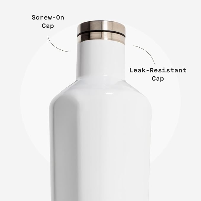 Corkcicle Classic Canteen Insulated Water Bottle - Stainless Steel Reusable Tumbler - Triple Insulated - Keeps Drinks Cold 25 Hours or Hot 12 Hours - Cupholder Friendly - Gloss White - 16 oz