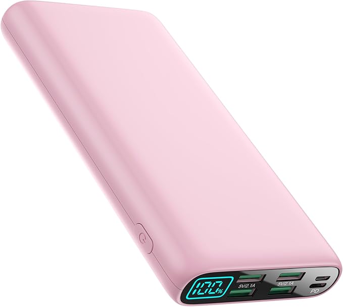 Portable Charger 38800mAh,LCD Display Power Bank,5 USB Outputs Battery Pack Backup,USB-C in&out Dual Input Phone Charging Compatible with iPhone 16/15/14/13 Pro,Android Samsung Galaxy Pixel Nexus-Pink