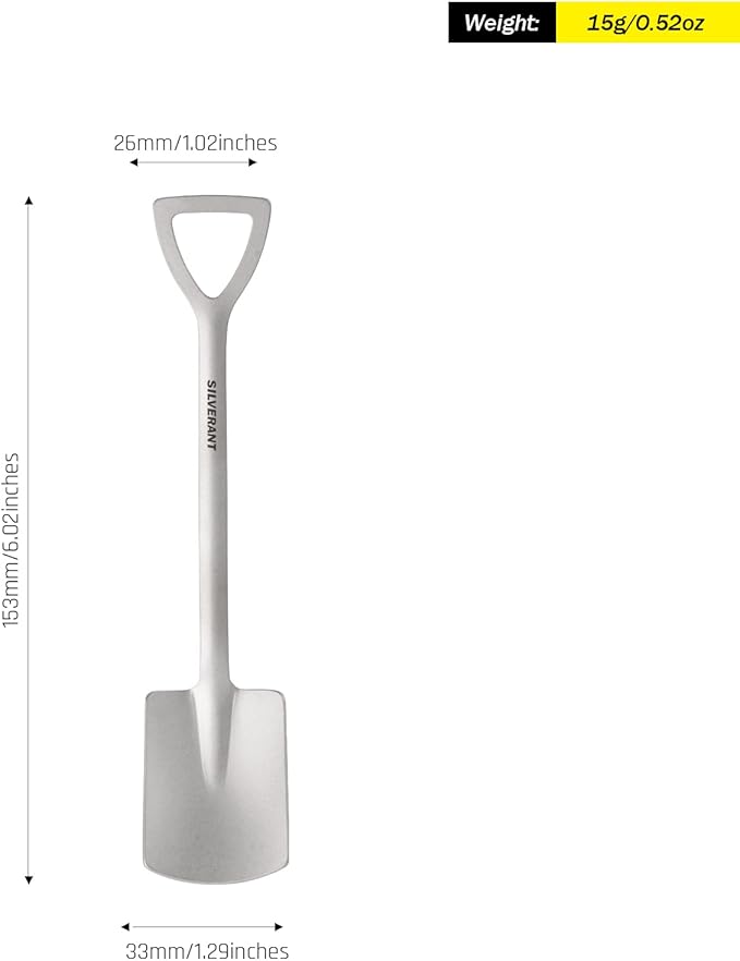 Shovel Spoon Titanium Reuseable Dessert Spoon for Tea Coffee Pudding Yogurt (Shovel Spoon-Square)