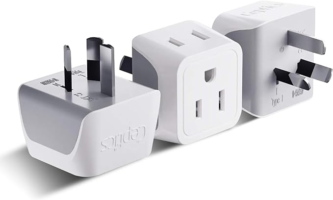 Ceptics Australia Power Plug Adapter, 2 in 1 Type I Plug Adapter, US to Australia , China, New Zealand Power Adapter with Dual USA Inputs, CE, RoHS - 3 Pack