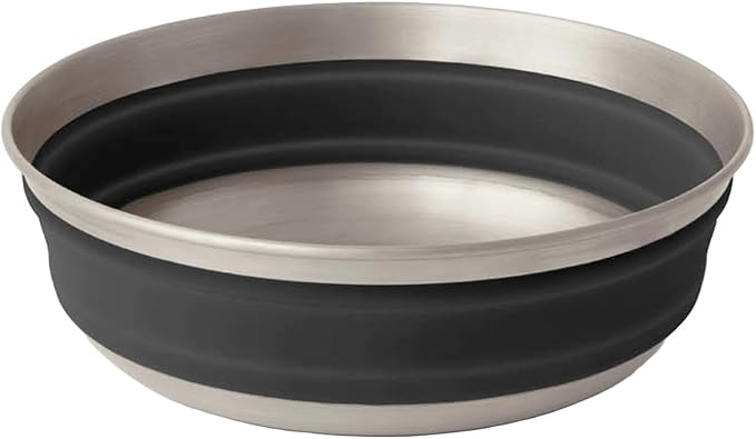 Sea to Summit Detour Stainless Steel Collapsible Bowl, Medium (22 fl oz), Beluga Black
