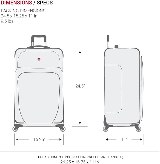 SwissGear Sion Softside Expandable Luggage with Spinner Wheels, Evergreen, Checked-Medium 25-Inch
