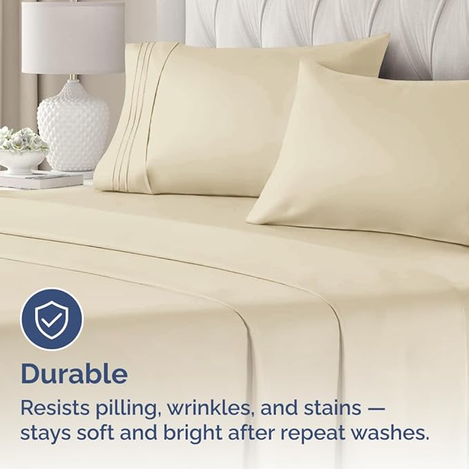 King Standard Pillow Cases Set of 2 - Soft Hotel Quality Pillowcase Covers - Comfy Bedding for Women, Men, Kids & Teens - Machine Washable Pillow Protectors - 2 Piece Set - King Standard Size Cream