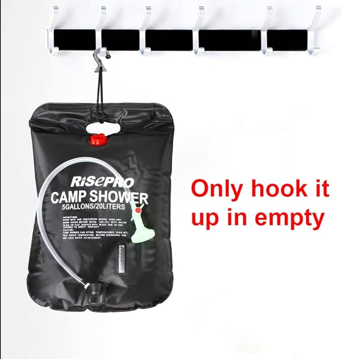 Solar Shower Bag, 5 gallons/20L Solar Heating Camping Shower Bag Temperature Indicator Hot Water 45°C Hiking Climbing C1004