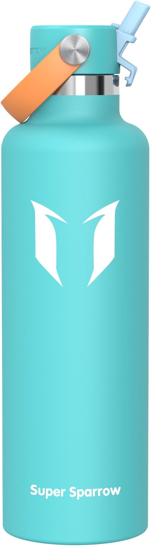 Super Sparrow Insulated Water Bottle - 17 Oz / 25 Oz / 32 Oz - Standard Mouth FlipFlow Flask - BPA Free, Leak Proof Drink Bottle- Ergonomic Straw Water Bottles for Work, Gym, Travel, Sports