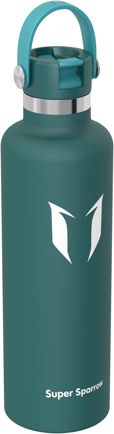 Super Sparrow Insulated Water Bottle - 17 Oz / 25 Oz / 32 Oz - Standard Mouth FlipFlow Flask - BPA Free, Leak Proof Drink Bottle- Ergonomic Straw Water Bottles for Work, Gym, Travel, Sports