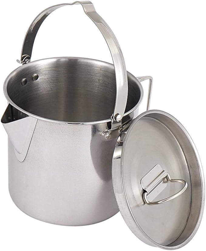 Outdoor Stainless Steel Kettle ，1.2L Mountaineering Camping Teapot， Portable Hanging Pot Cookware Coffee Pot Picnic Pot