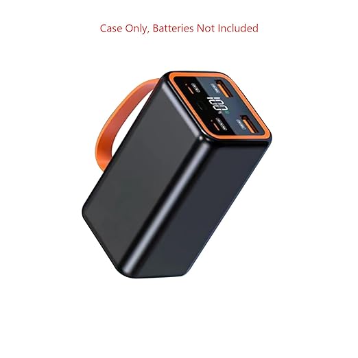 Portable Black DIY Power Bank Case with LCD Display 4 Slots 21700 Battery Charger Shell Box Fast Charging Power Bank Accessory