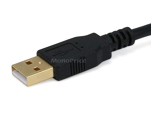Monoprice 15-Feet USB 2.0 A Male to Micro 5-Pin Male 28/24AWG Cable with Ferrite Core, Gold Plated (105460), Black