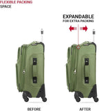 SwissGear Sion Softside Expandable Luggage with Spinner Wheels, Evergreen, 3-Piece Set (21/25/29)