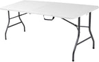 Cosco 6ft Fold-in-Half Blow Molded Folding Table, Indoor/Outdoor, Comfort Handle, Lightweight Plastic Construction - White