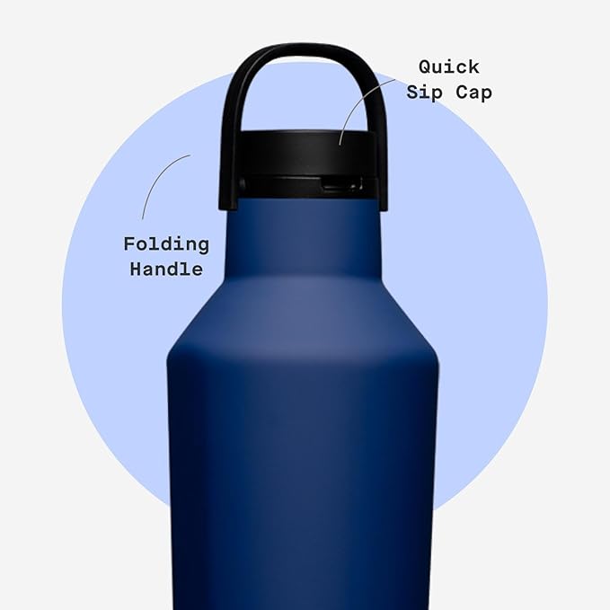 Corkcicle Sport Canteen - Keeps Drinks Cold 25 Hours - Stainless Steel Water Bottle - Triple-Insulated - Spill-Proof - Summer Drinkware Gift - Keeps Drinks Ice Cold - 32 oz - Midnight Navy
