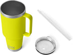 YETI Rambler 42 oz Tumbler with Handle and Straw Lid, Travel Mug Water Tumbler, Vacuum Insulated Cup with Handle, Stainless Steel, Firefly Yellow