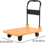 Heavy Duty Folding Hand Truck Cart Portable Moving Cart with 360° Swivel Wheels for Easy Transport of Luggage & Warehouse Items Large Yellow Design
