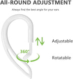 2 Pairs Ear Hook Compatible with AirPods Pro 3 2 1 Gen, YINVA Multi-Dimensional Adjustable Ear Holder (White+Transparent)