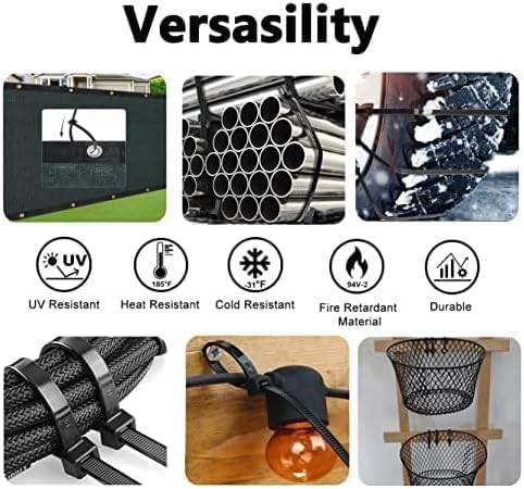 250lb Black Zip Ties Heavy Duty 12 Inch Outdoor, Extra Large Cable Tie Wraps Long Plastic Wire Ties Wide Big Strong Thick Zipties 50 Pack