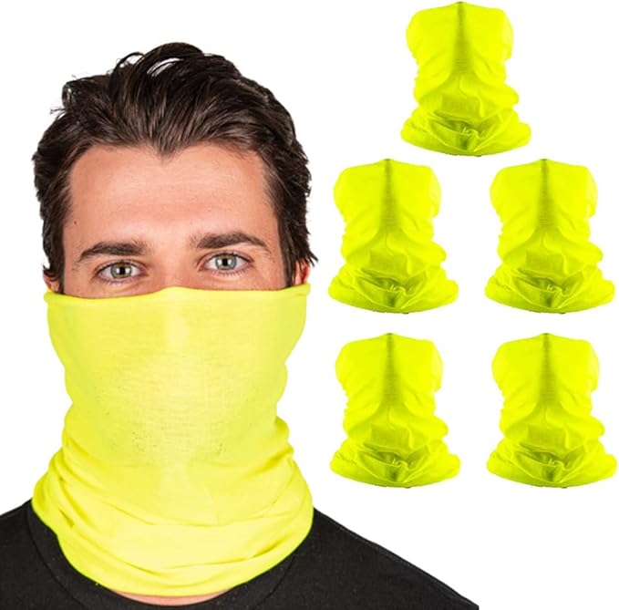 S A Company 5-Pack UV Face Shield | UV 30+ Multipurpose Neck Gaiter Balaclava for Adults
