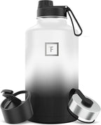 IRON °FLASK Camping & Hiking Hydration Flask with 3 Lids - Stainless Steel, Double Walled & Vacuum Insulated Water Bottle - Leak Proof & BPA Free (Day & Night, Spout - 64 oz)