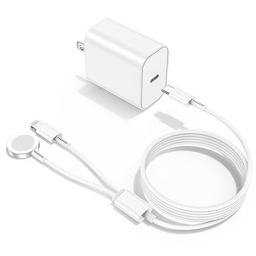 Upgraded Apple Watch Charger, Magnetic 2 in 1 Charger, USB C Charger Block Plug Adapter with 6FT iWatch Portable Wireless Fast Charging Cable Cord for iWatch Series Ultra/9/8/7/6/SE/SE2/5/4/3