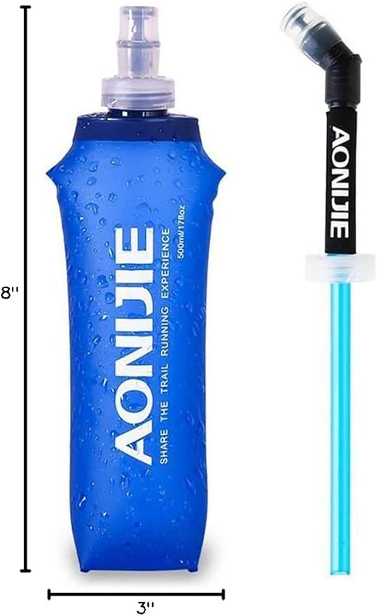 AONIJIE 2 Pack of Soft Soft Folding Hydration Bottle Water Collapsible Flask BPA-Free Bottles (500ml/17.08oz), SD52-500