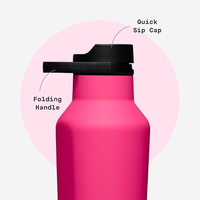 Corkcicle Sport Canteen - Keeps Drinks Cold 25 Hours - Stainless Steel Water Bottle - Triple-Insulated - Spill-Proof - Summer Drinkware Gift - Keeps Drinks Ice Cold - 32 oz - Dragonfruit