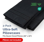 Queen Pillow Cases Set of 2 - Ultra Soft Hotel Quality Pillowcase Covers - Luxury Comfy Bedding for Women, Men, Kids and Teens - Machine Washable Pillow Protectors - 2 Pieces Set - Queen Size Black
